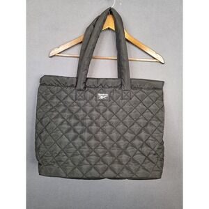 Reebok Puffer Tote Bag Soft Side Black Zip Top Nylon Travel Gym Bag 18x13x6